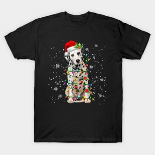 Santa Dalmatian Christmas Tree Light T-Shirt